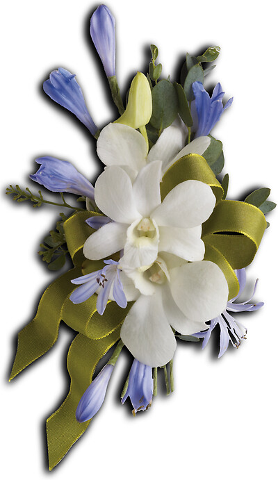 Blue and White Elegance Corsage